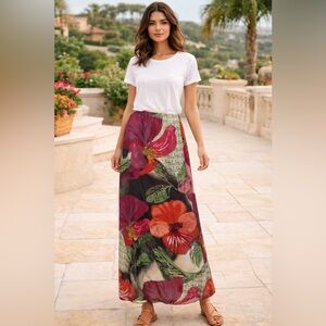 Mark Brand Floral Slip Skirt  Size 2XL Maxi Length Colorful Tropical NWOT